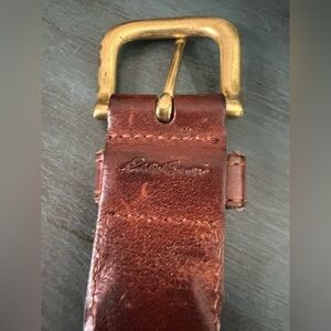 Eddie Bauer Men’s Leather woven belt 43” with brass buckle.